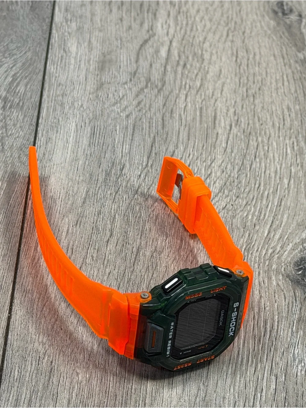 Gasok s-shock digital watch 46mm green orange working